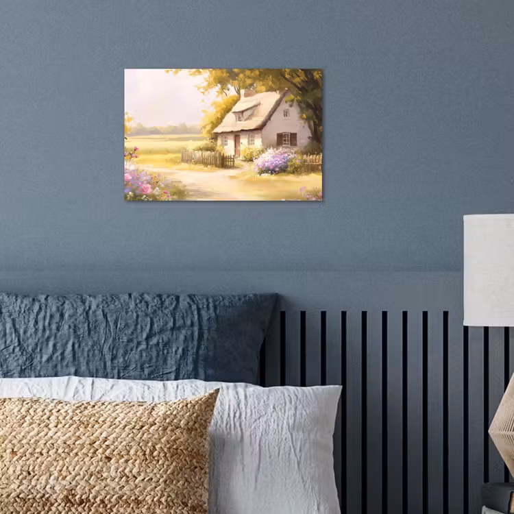 Poster - Huisje - Hout - Bloemen — 3