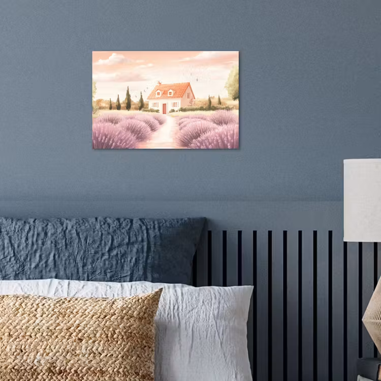 Poster - Lavendelveld - Huis - Paars — 3