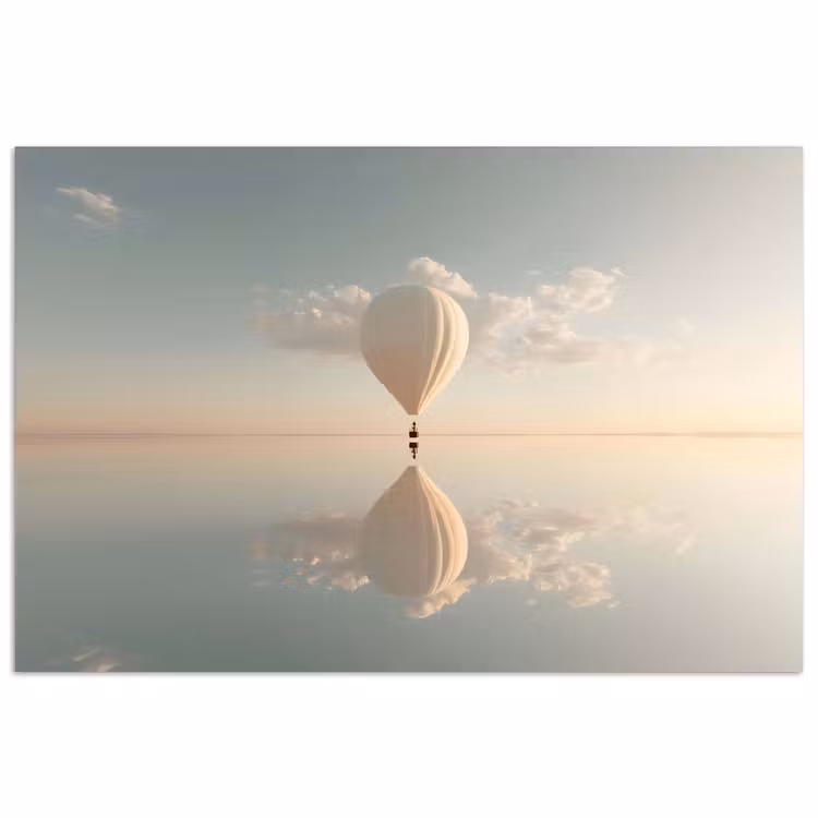 Poster - Luchtballon - Wolken - Water - Blauw — 1
