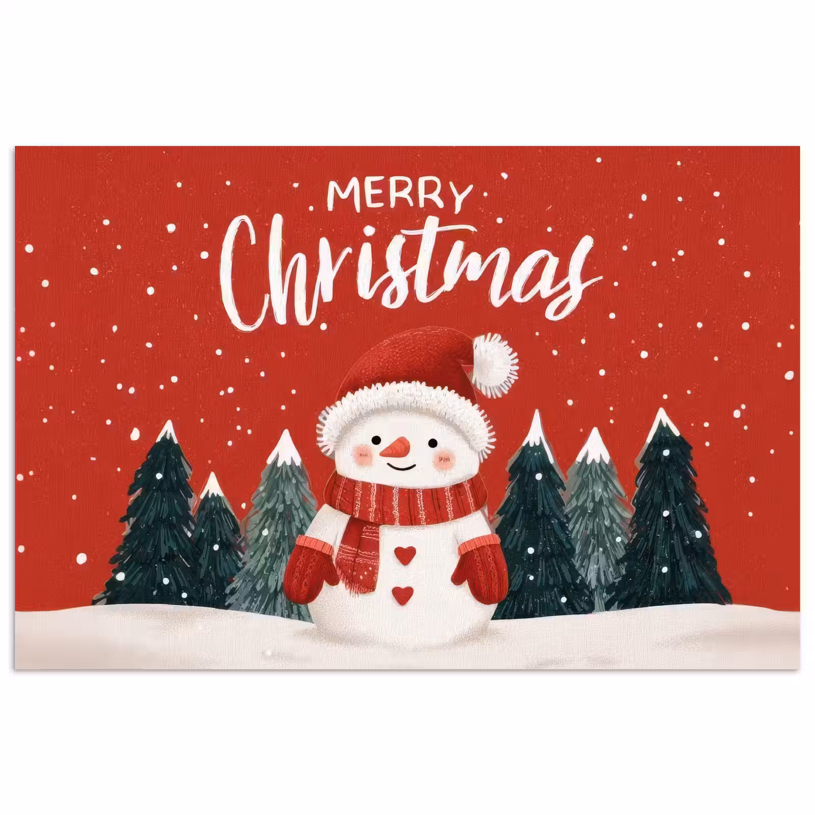 Poster - Kerstgroet - Sneeuw - Rood — 1