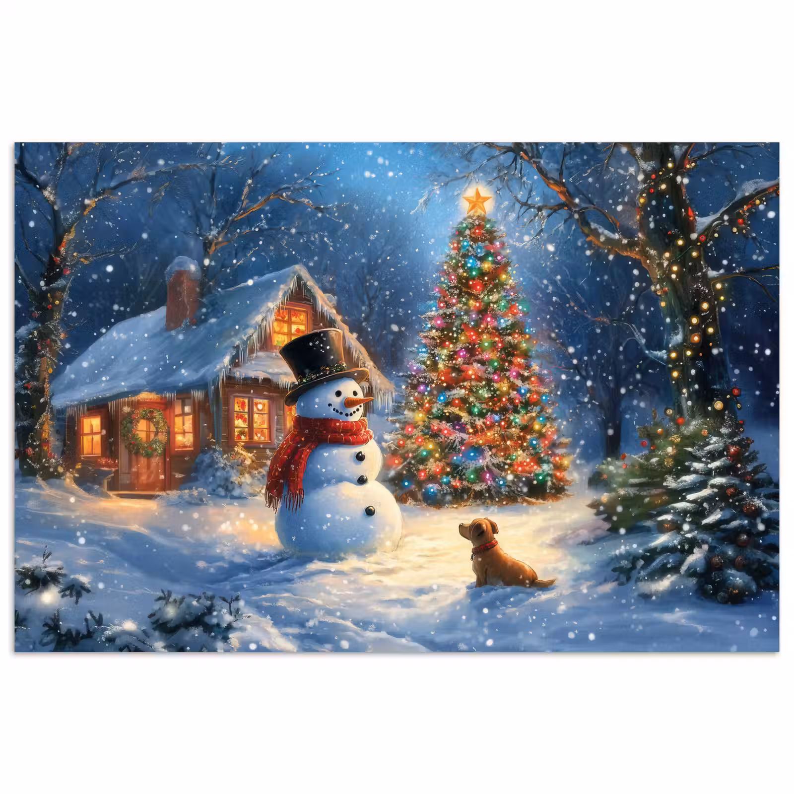 Poster - Kerstwonder - Winteravond - Kleurrijk — 1