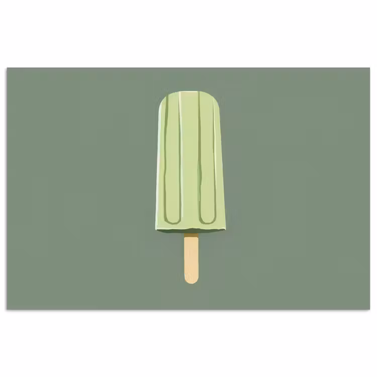 Poster - Groen - Waterijsje - Stokje - Illustratie — 1