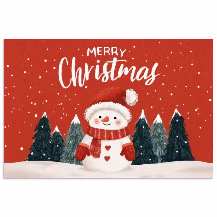 Poster - Kerstgroet - Sneeuw - Rood — 1
