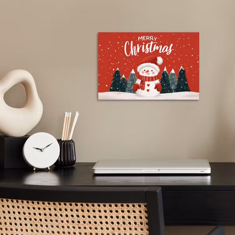 Poster - Kerstgroet - Sneeuw - Rood — 2
