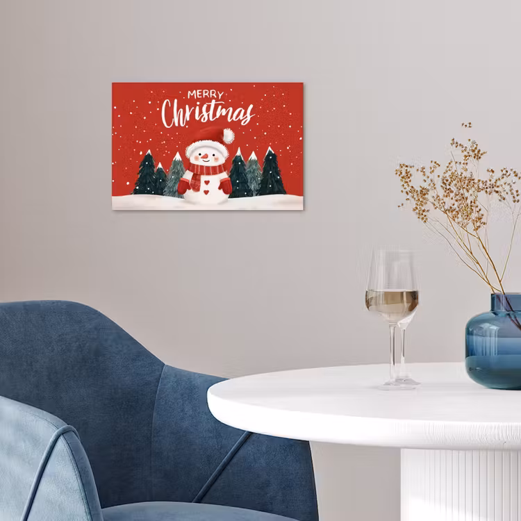 Poster - Kerstgroet - Sneeuw - Rood — 4