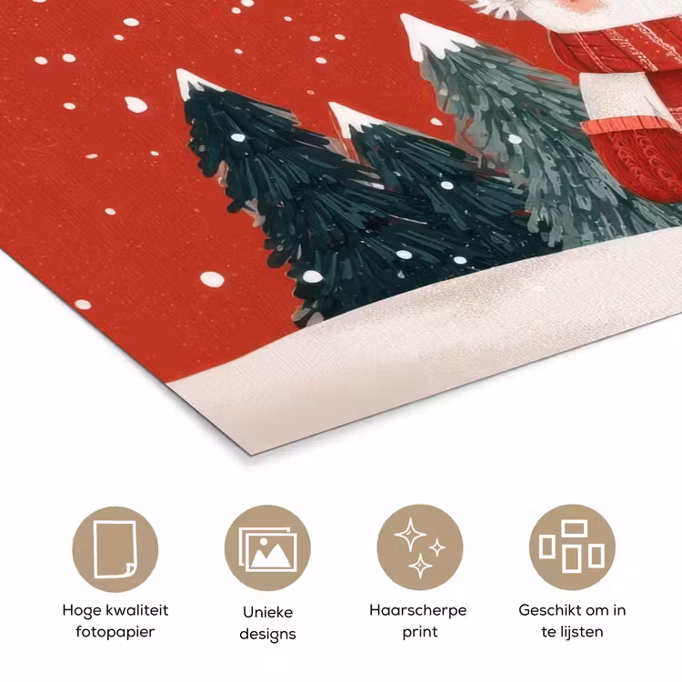 Poster - Kerstgroet - Sneeuw - Rood — 5