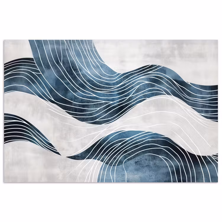 Poster - Lijnen - Golven - Abstract - Blauw — 1