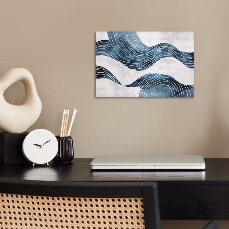 Poster - Lijnen - Golven - Abstract - Blauw — 2