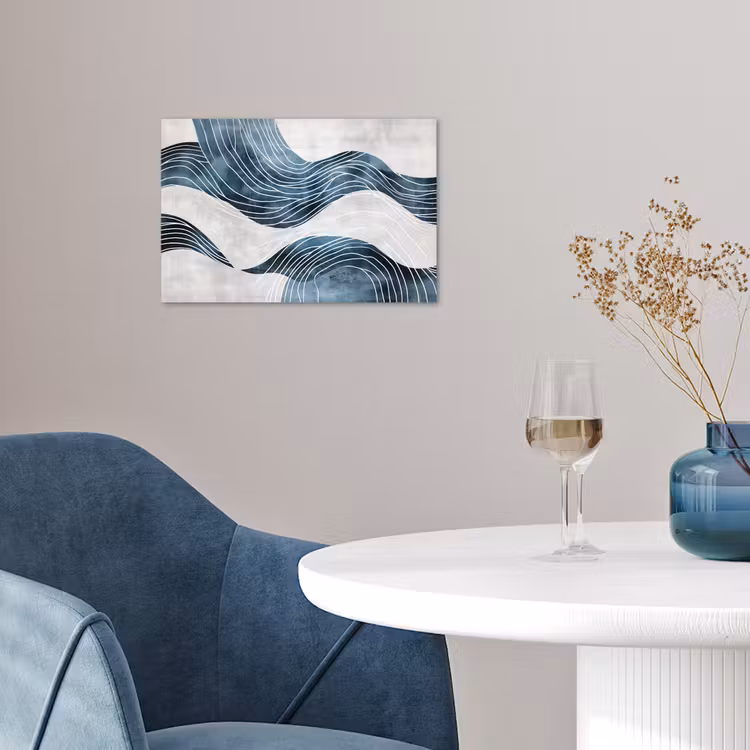 Poster - Lijnen - Golven - Abstract - Blauw — 4