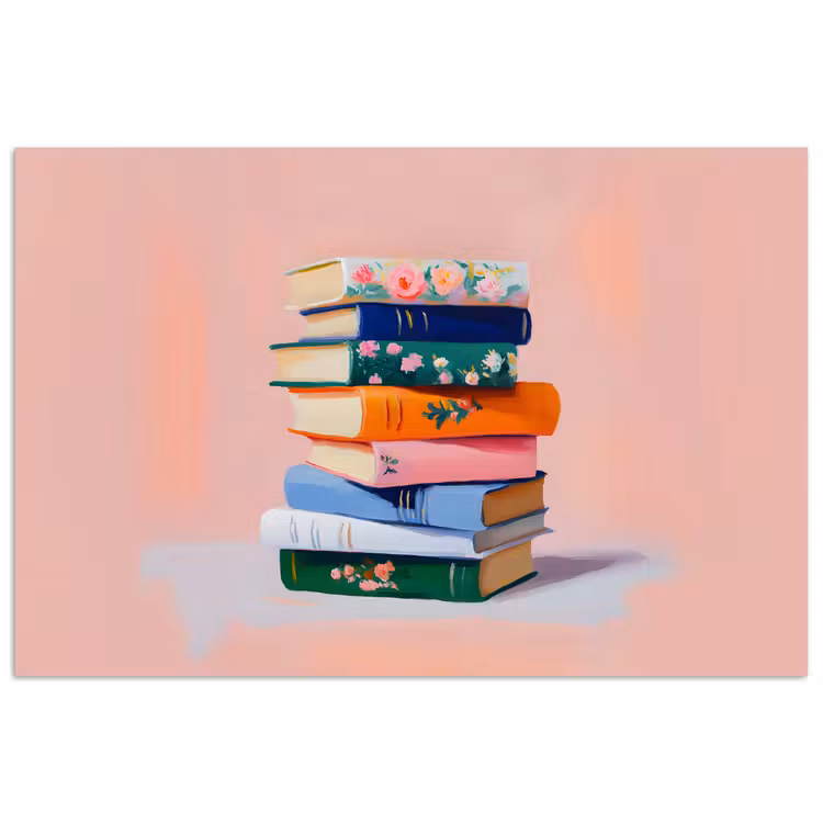Poster - Boeken - Stapel - Kleurrijk — 1