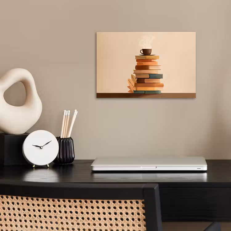 Poster - Boeken - Toren - Koffie - Beige — 2