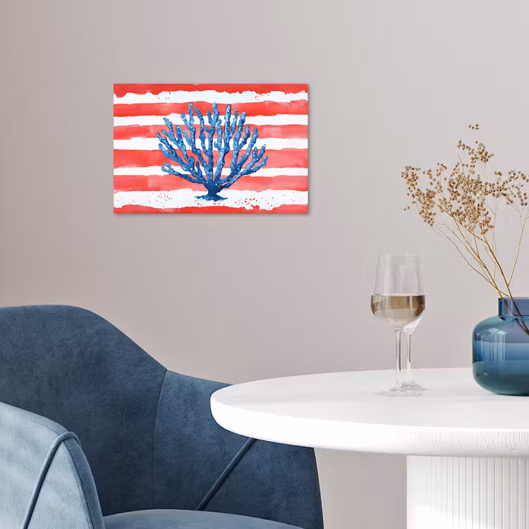 Poster - Koraal - Verfstructuur - Rood - Blauw — 4
