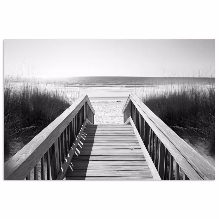 Poster - Loopbrug - Hout - Strand - Zee — 1