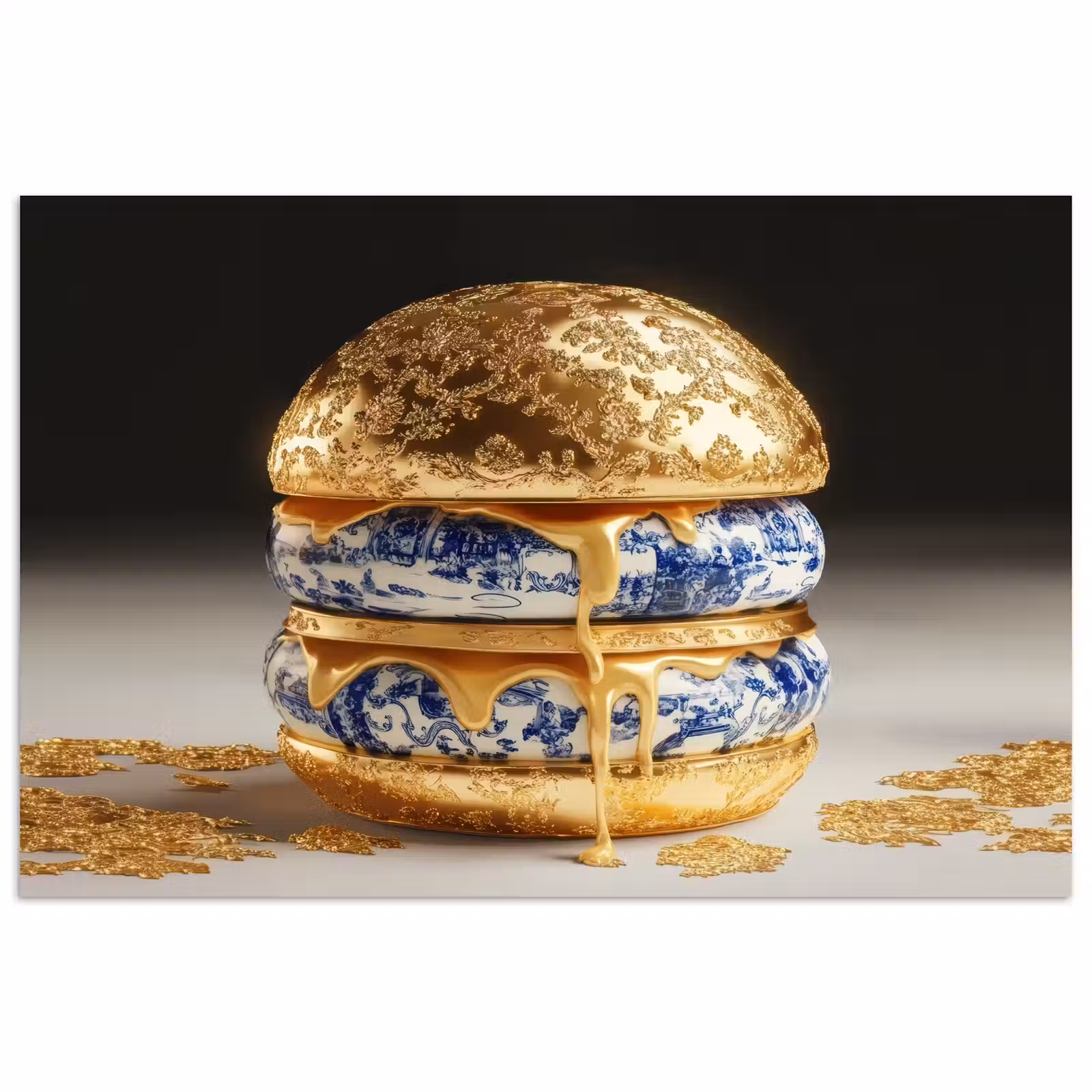 Poster - Delftsblauw - Goud - Burger — 1