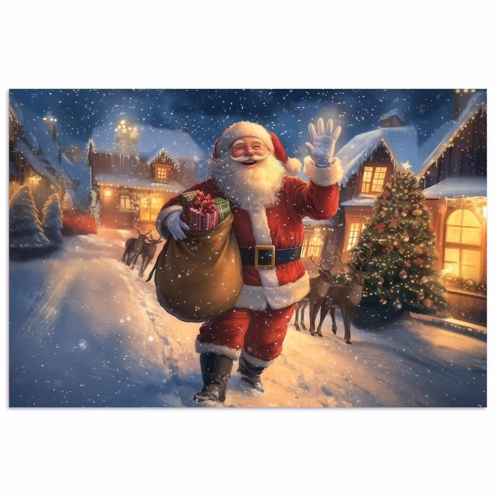 Poster - Kerstman - Dorp - Hert - Donker — 1