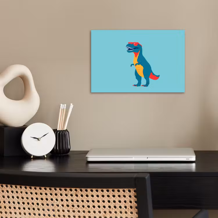 Poster - Dinosaurus - Blauw - Zonnebril — 2
