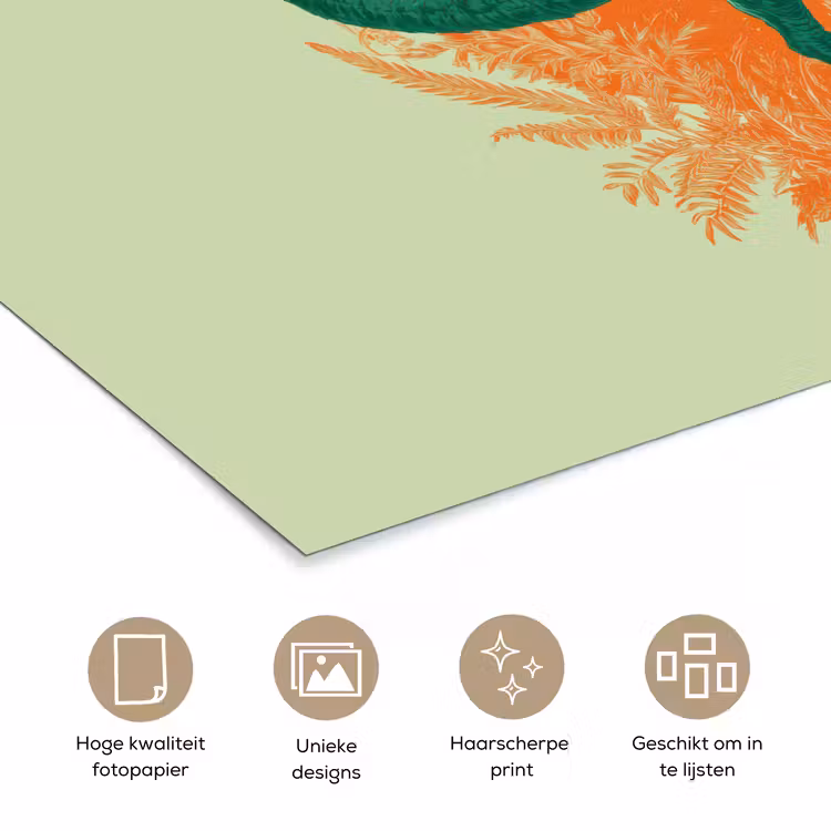 Poster - Dinosaurus - Groen - Planten - Cirkel — 5