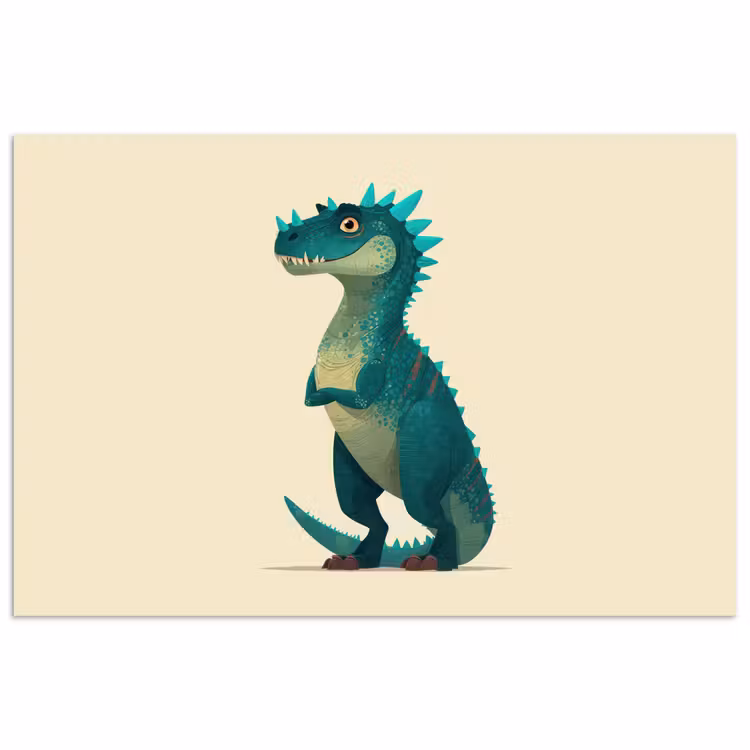 Poster - Dinosaurus - Turquoise - Stekels — 1