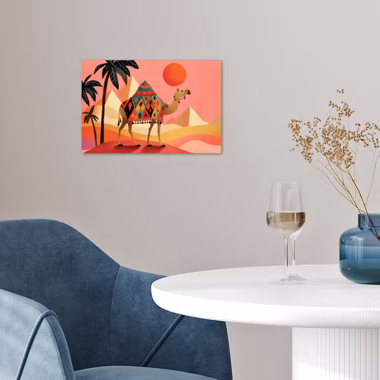 Poster - Kameel - Pyramides - Rode zon — 4