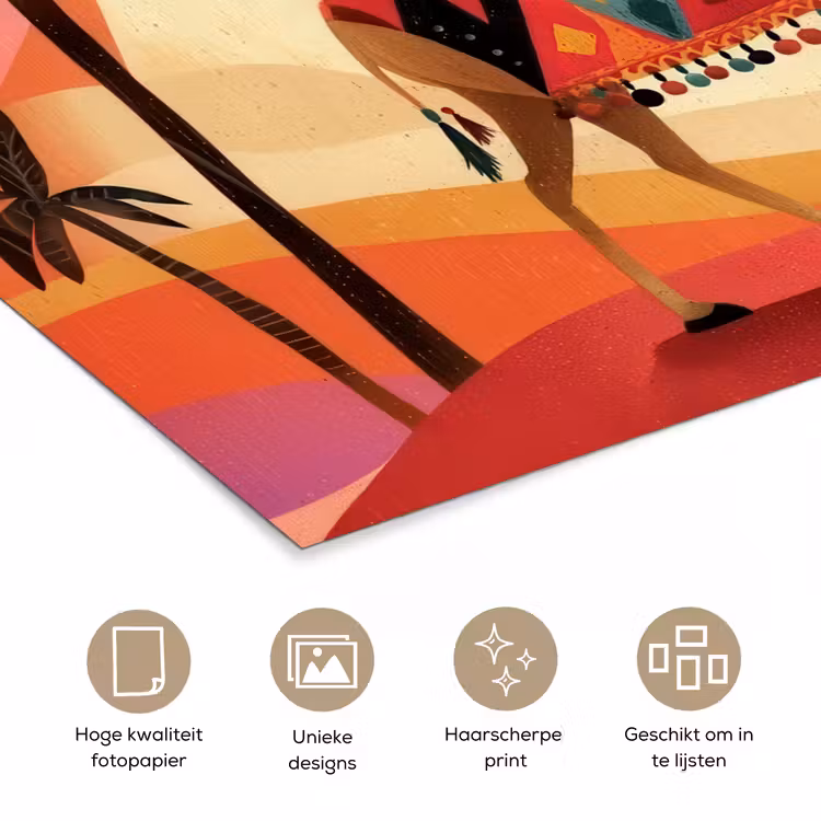 Poster - Kameel - Pyramides - Rode zon — 5
