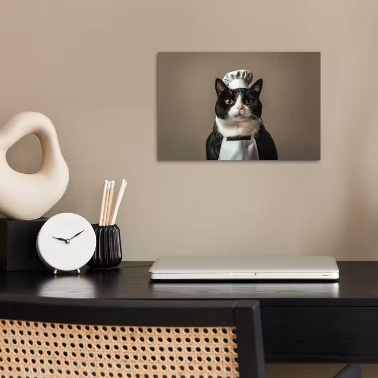 Poster - Kat - Kokskleding - Zwart - Wit — 2