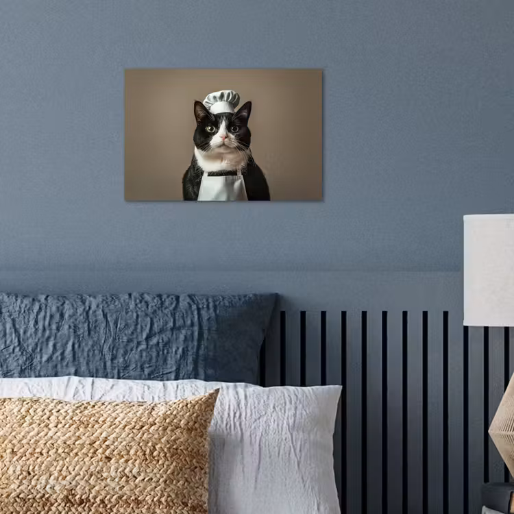 Poster - Kat - Kokskleding - Zwart - Wit — 3