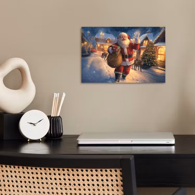 Poster - Kerstman - Dorp - Hert - Donker — 2