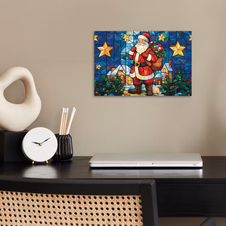 Poster - Kerstman - Glas - Kleurrijk — 2