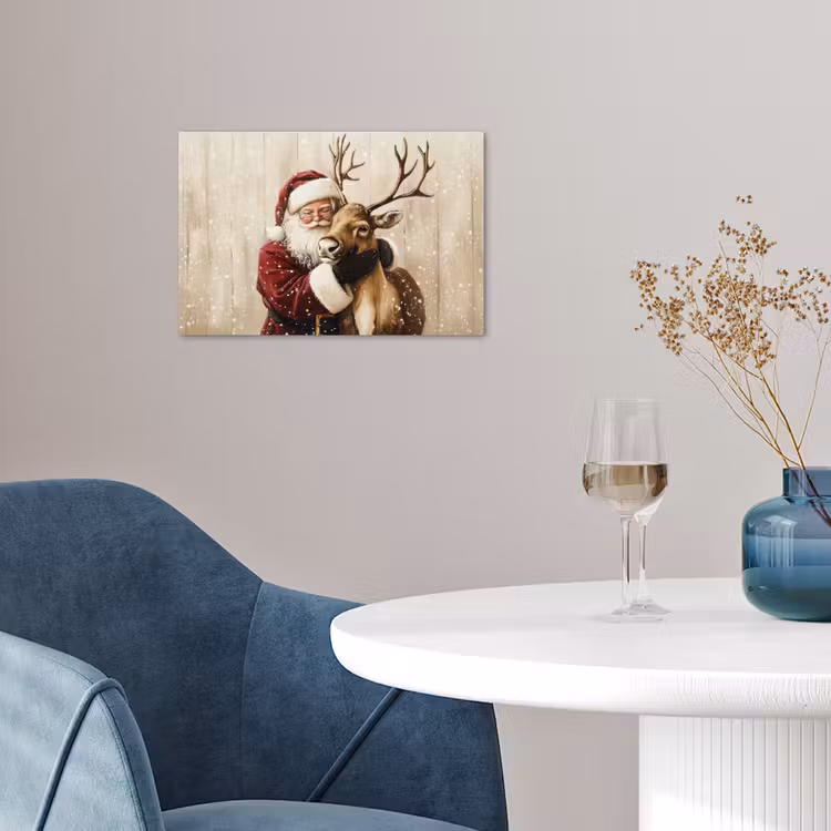 Poster - Kerstman - Rendier - Sneeuw - Kleurrijk — 4