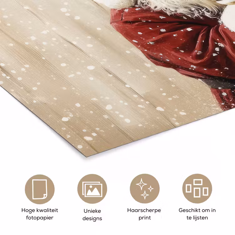 Poster - Kerstman - Rendier - Sneeuw - Kleurrijk — 5