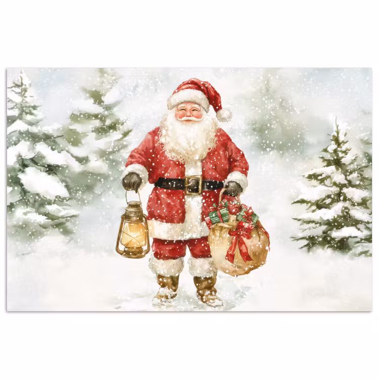 Poster - Kerstman- Winter - Sneeuw - Wit - Rood — 1