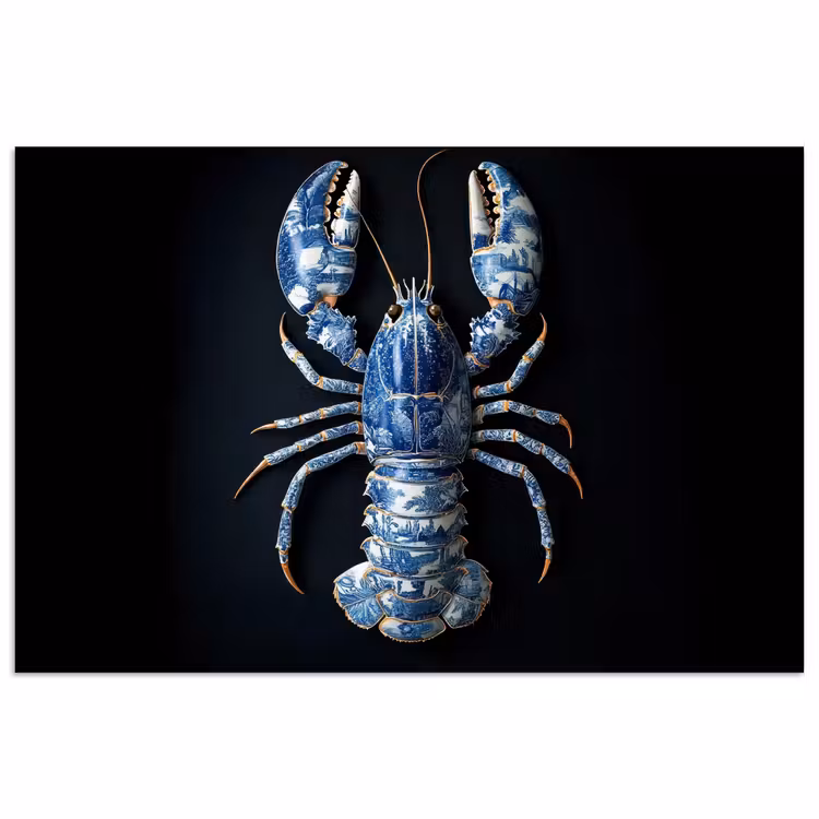 Poster - Kreeft - Delftsblauw - Schild - Stoer — 1