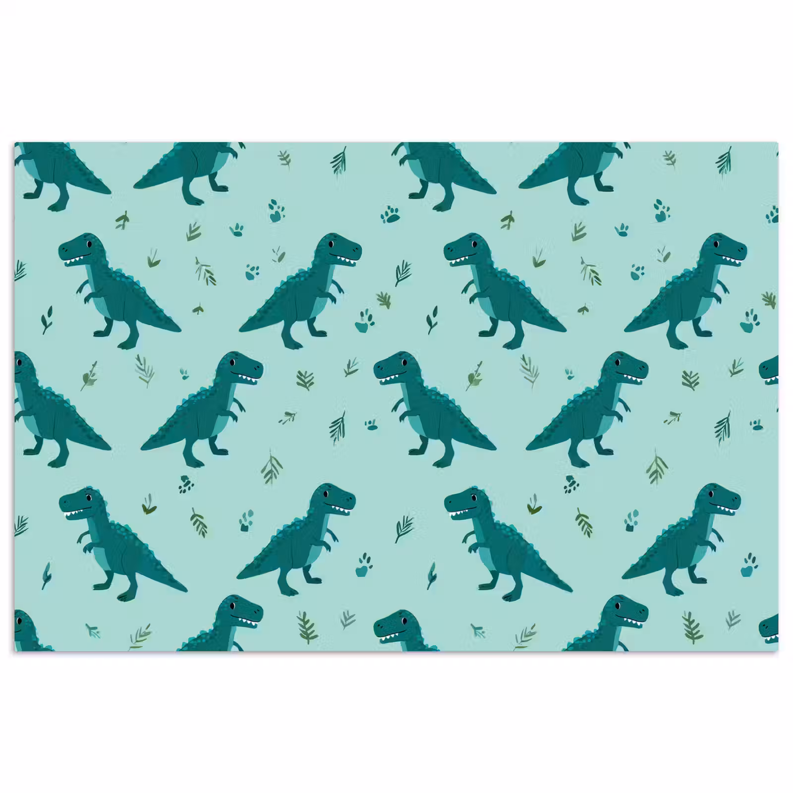 Poster - Donkergroen - Dinosaurussen - Afdrukken - Bladeren — 1