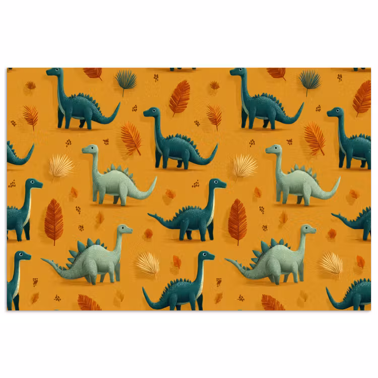 Poster - Dinosaurussen - Stekels - Herfstbladeren - Bruin — 1
