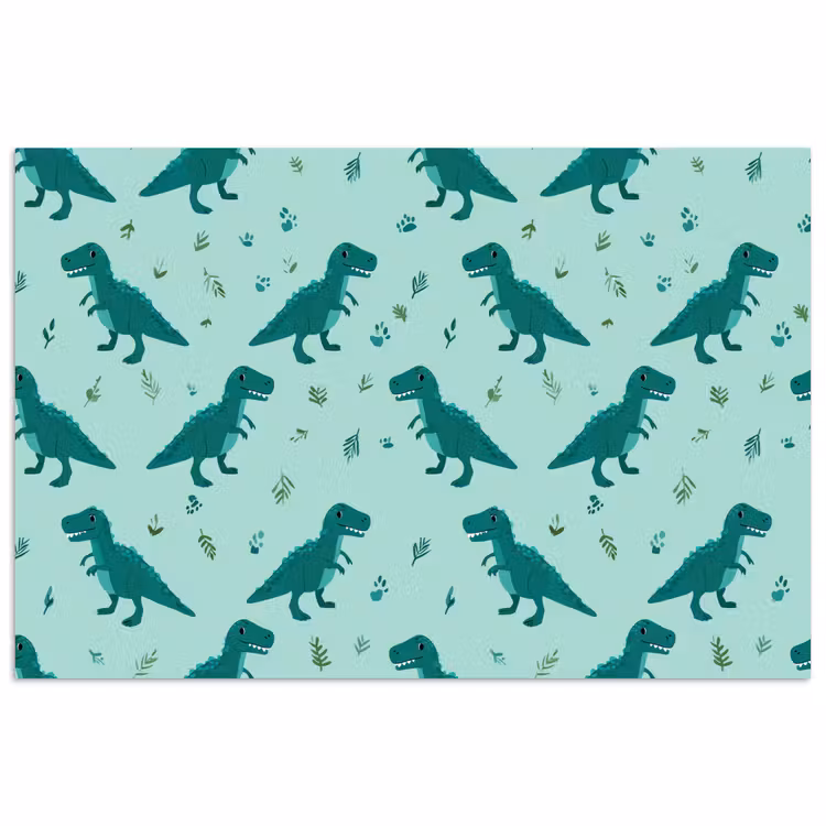 Poster - Donkergroen - Dinosaurussen - Afdrukken - Bladeren — 1