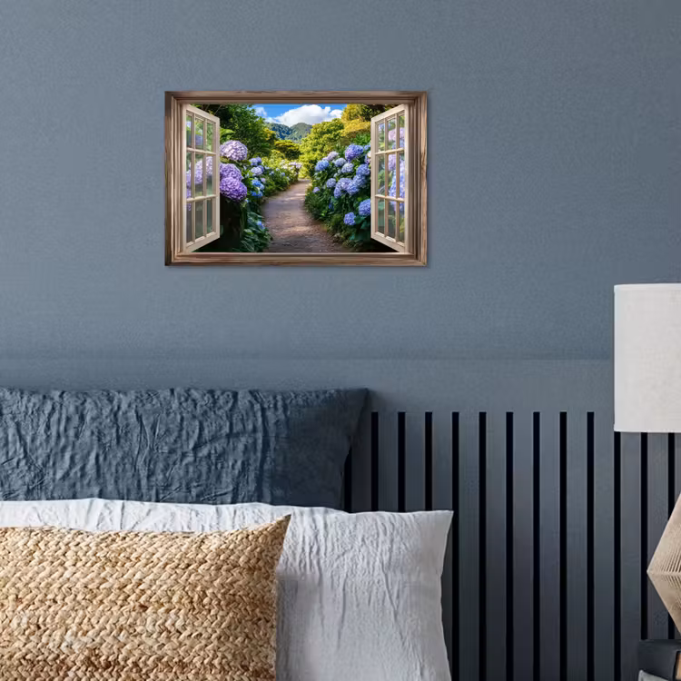 Poster - Doorkijk - Hortensia - Pad - Natuur — 3