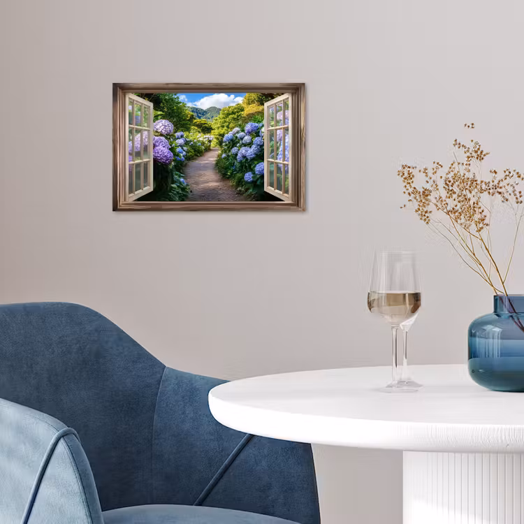 Poster - Doorkijk - Hortensia - Pad - Natuur — 4