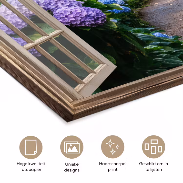 Poster - Doorkijk - Hortensia - Pad - Natuur — 5