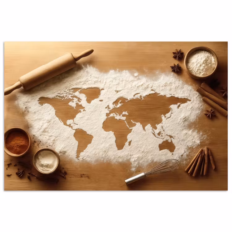 Poster - Hout - Wereldkaart - Bakken - Keuken — 1