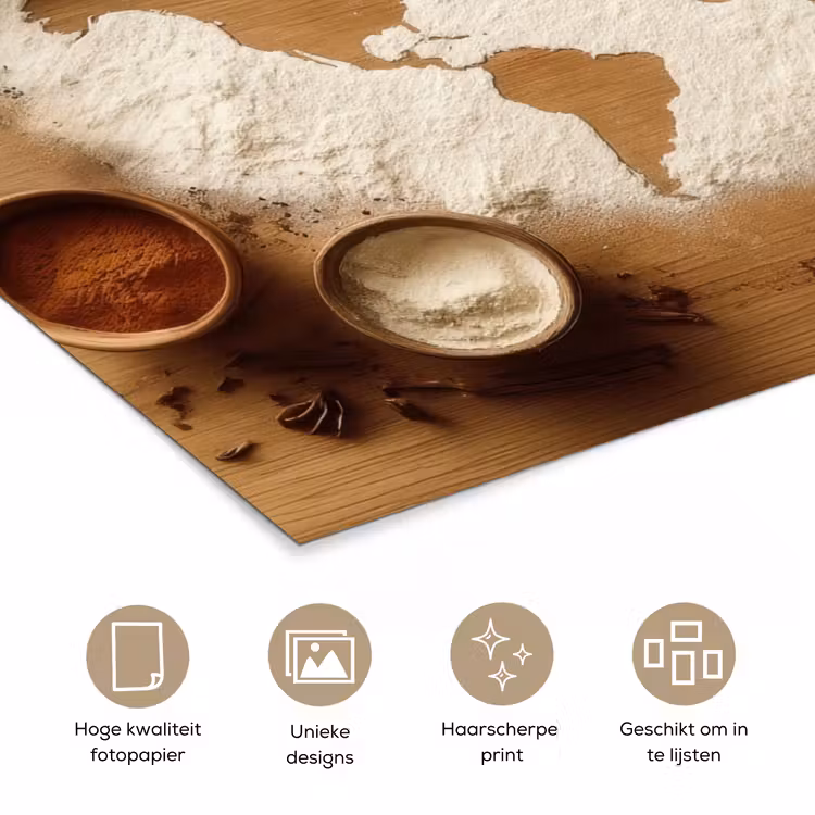 Poster - Hout - Wereldkaart - Bakken - Keuken — 5