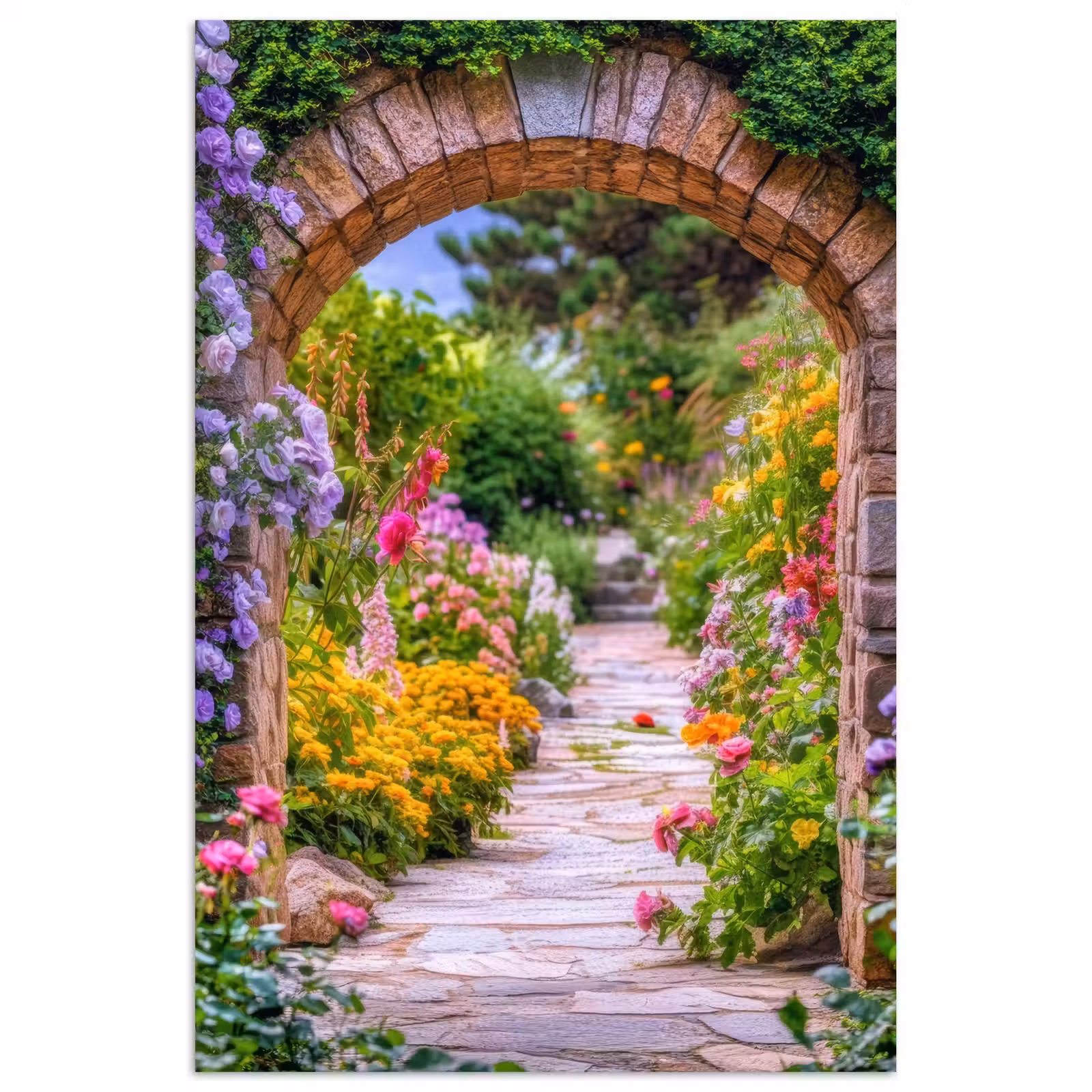 Poster - Doorkijk - Bloemen - Pad - Natuur — 1