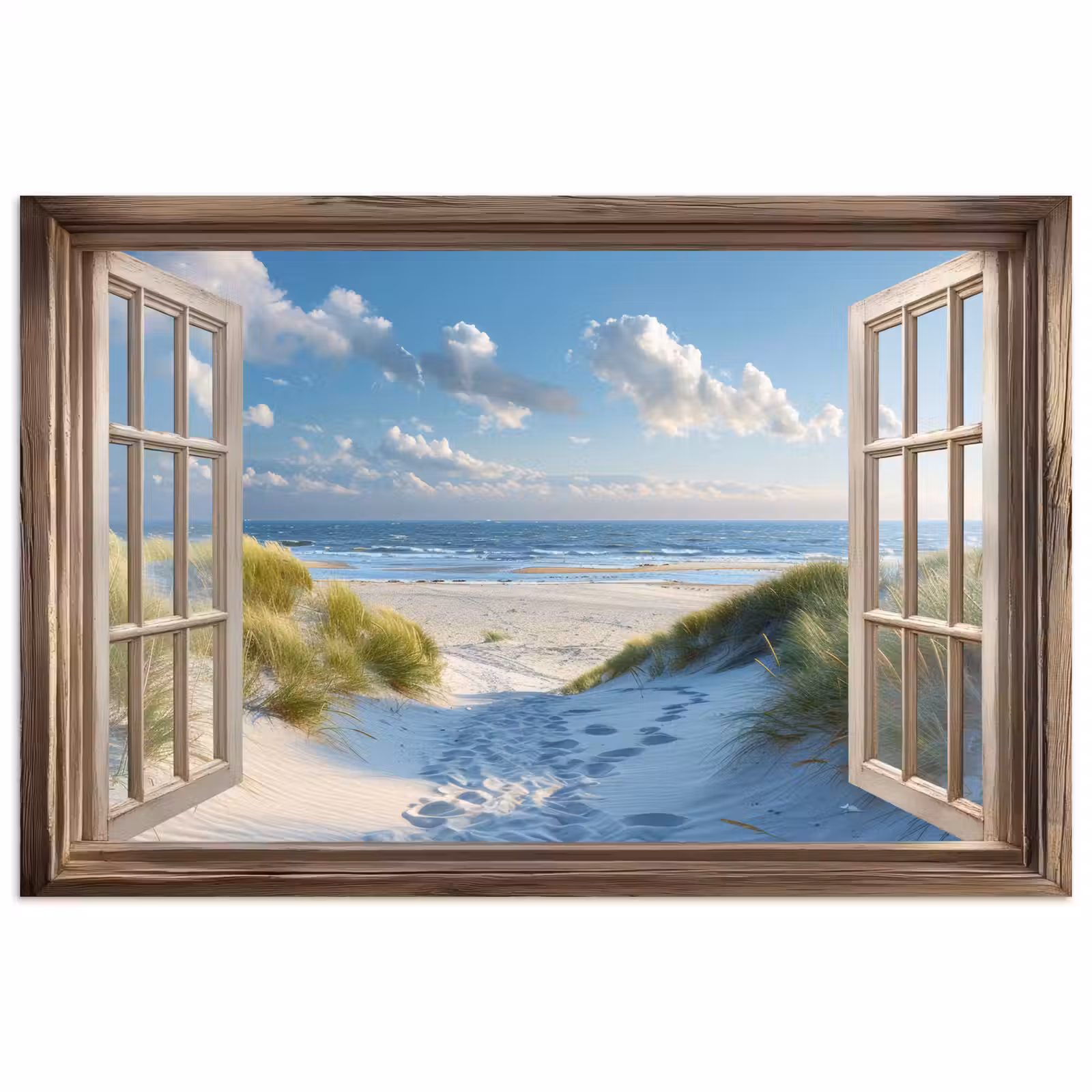 Poster - Doorkijk - Strand - Raam - Duinen - Zee — 1