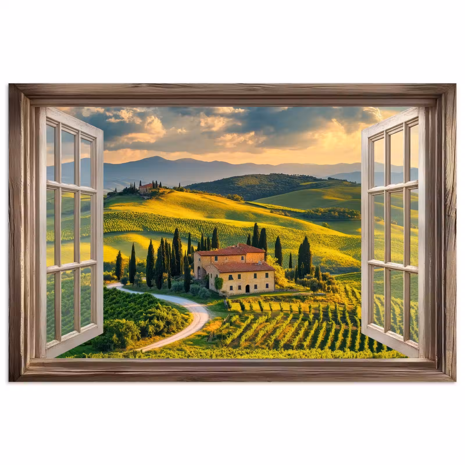 Poster - Doorkijk - Toscane - Uitzicht - Landschap - Zomer — 1