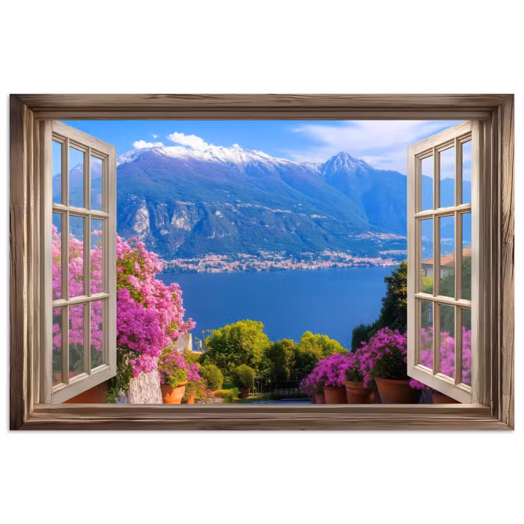 Poster - Doorkijk - Berg - Landschap - Uitzicht - Meer — 1