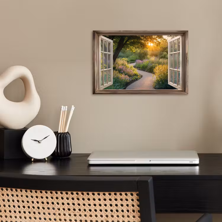 Poster - Doorkijk - Bloemen - Natuur - Zon - Pad — 2