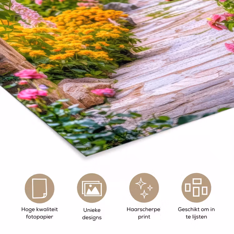 Poster - Doorkijk - Bloemen - Pad - Natuur — 5