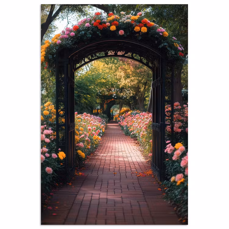 Poster - Doorkijk - Bloemen - Pad - Natuur - Kleurrijk — 1