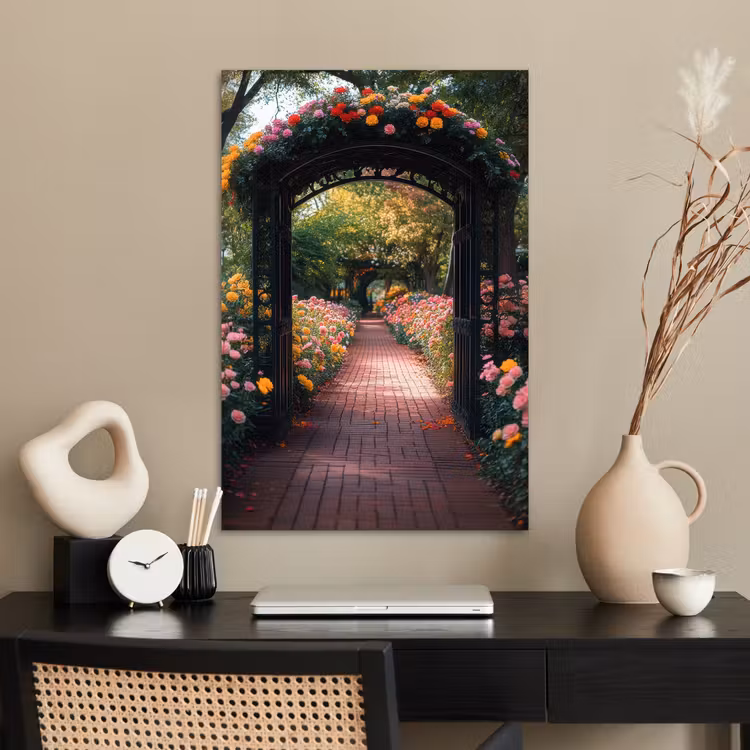 Poster - Doorkijk - Bloemen - Pad - Natuur - Kleurrijk — 2