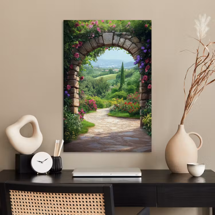 Poster - Doorkijk - Landschap - Bloemen - Pad - Uitzicht — 2