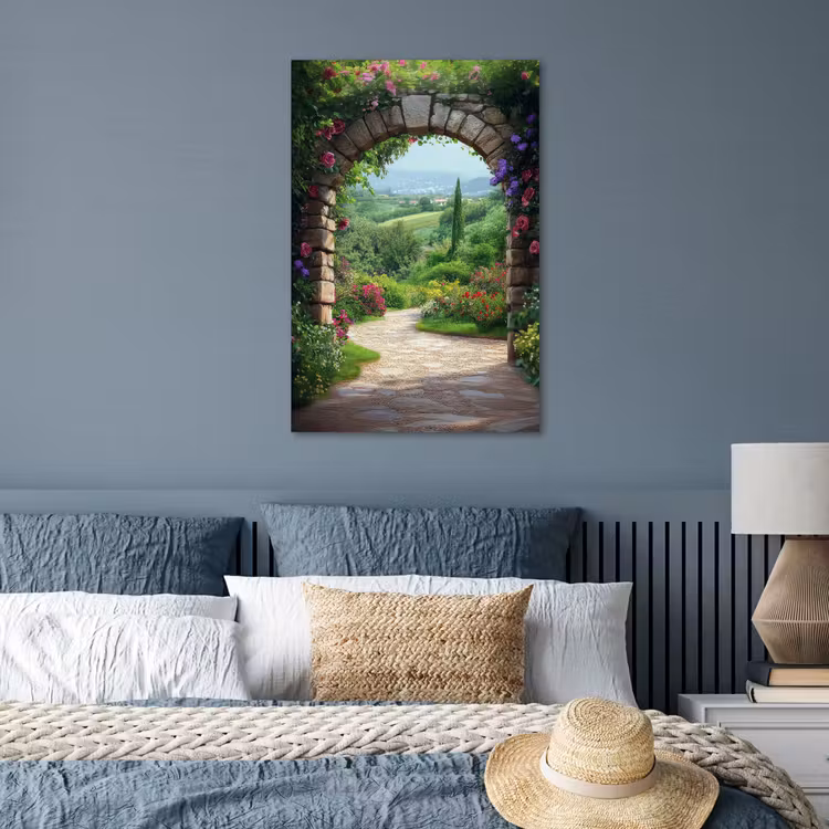 Poster - Doorkijk - Landschap - Bloemen - Pad - Uitzicht — 3